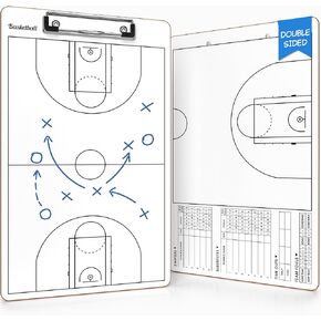 Scribbledo Dry Erase Basketball Clipboard for Coaches 15"x9" Whiteboard Basketball Coaching Board Equipment Basketball White Board for Coaches Accessories Basketball Coach Clipboard