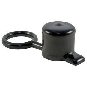 Caplugs 99192618 Plastic Tethered Cap VTC-1500-16, Vinyl, Cap ID 1.500" Height 1.000" Tether ID 1.526", Black (Pack of 160)