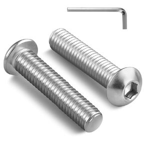 5/16-18 x 1-1/4 Inch Button Head Socket Cap Bolts Screws,304 Stainless Steel 18-8,Fully Threaded,Bright Finish,with Hex Spanner(20Pcs)
