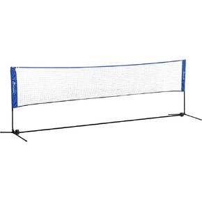 Soozier Portable Badminton Net, 14ft Volleyball Net, Foldable and Height Adjustable with Carry Bag, for Tennis, Badminton and Pickleball, Court Beach Backyard Games