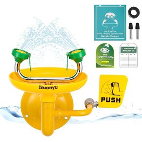 Huanyu Emergency Eye Wash Station Wall Mounted Eyewash Stations Safety First Aid Commercial Eye Washing with Sign for Factory Hospital (1305)