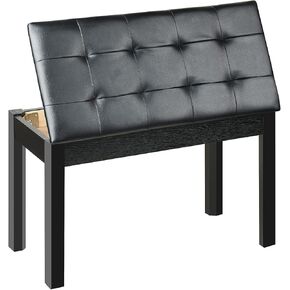 ZHRUNS Duet Piano Bench Wooden Keyboard Bench with Storage and Padded Cushion (Black)