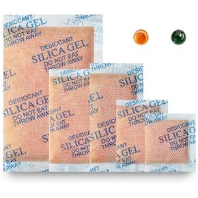 WENAI 100 Gram [10 Packs] Silica Gel Packets, Rechargeable Desiccant Packets with Orange Color Indicating, Safe Silica Gel for Storage, Silica Packets for Moisture Control