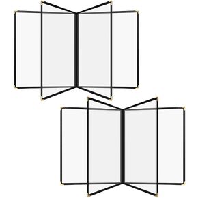TaoBary 2 Pcs 8.5 x 11 Inch Menu Covers Fits A4 Size Paper Transparent Restaurant Menu Covers Menu Holder with Leatherette Trim and Decorative Metal Corners Bar Cafe Restaurant, Black