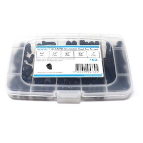 iExcell 100 Pcs SAE #8-32 x 3/8", 1/2", 5/8", 3/4", 1" Alloy Steel 12.9 Grade Hex Socket Head Cap Screws Bolts Assortment, Black Oxide Finish