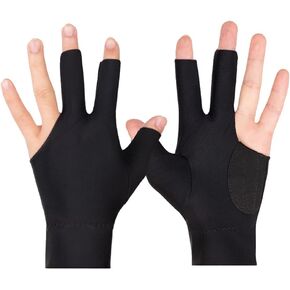 6 Pcs 3 Fingers Pool Gloves Left Hand Billiards Glove Snooker Cue Sport Glove Breathable Pool Gloves Cue Shooter Pool Gloves for Women Men
