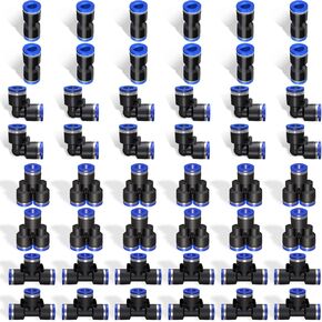 100Packs 4/6/8/10/12 mm Straight Push to Connect Fittings kits,Air Line Fittings and Hose Kits for Quick Connect Applications