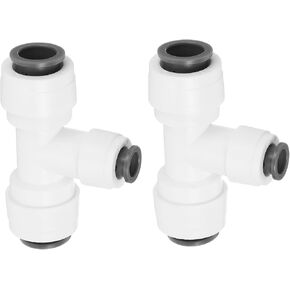 YOKIVE 2 Pcs Push to Connect Fittings, Pneumatic T Shaped Connector Air Line Tee | Pneumatic Tools, Great for Air Tube, Pneumatic Systems (White, 3/8 x 1/4-Inch)