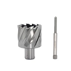 OSCARBIDE Annular Cutter 1-11/16 inch Cutting Diameter,1 inch Depth of Cut,3/4 inch Weldon Shank 2 Flat Mag Drill Bit with Pilot Pin for Magnetic Drill Press,1 Piece