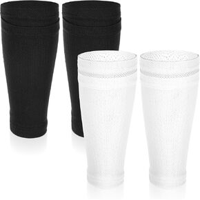 4Pcs Soccer Shin Guard Sleeves Shin Pads Socks Soft Breathable Soccer Sock Sleeves Shin Pads Holders Soccer Shin Guard Covers for Man Woman Adults Beginners Sport Football