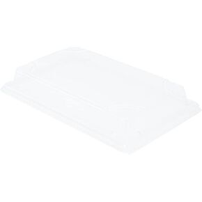 Restaurantware LIDS ONLY: Foil Lux Plastic Lids For Large Sushi Tray 100 Rectangle Bagasse Dish Lids - Trays Sold Separately Dome Design Clear Plastic Lids For Sugarcane Trays Disposable
