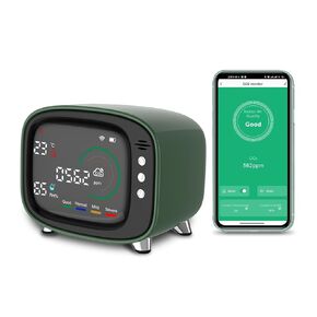 Air Quality Monitor Indoor,Portable Wireless 4-in-1 Sensor CO2 Temp Humidity AQI Detector,2.4G Wifi Meters LED Screen Alarm Battery Powered,Tester with App for Configure Data History,Ideal Travel Gift