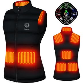 Heated Vest for Women, 5 in-1 Smart Controller, Lights-out Design Lightweight Heating Vest, Battery Not Included BLACK XL