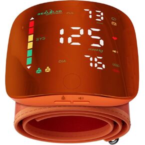Wrist Blood Pressure Monitor with LED Touch Screen -Adjustable Wrist Blood Pressure Cuff from 5.1 inches to 9.3 inches,Rechargeable Wrist BP Monitor with 99x2 Reading Memory and Carrying Case(Orange)