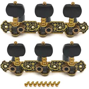 SAPHUE 110MM Guitar Tuners Machine Heads A set of 1R1L Black Classical Guitar Tuning Keys String Pegs for Classical Guitar（Gear Ratio 1:14 Black）