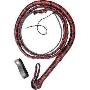 Leather Bull Whip 06 to 08 Foot 8 Plaits Real Cow Hide Leather Whip Equestrian Bullwhip Red Black