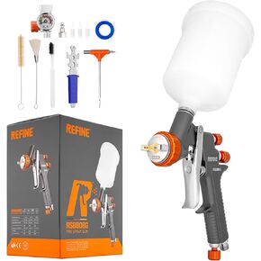 REFINE Air Spray Gun, Auto Paint Gun with 1.4/1.8/2.0mm Nozzle, Professional Automotive Spray Gun, Air Compressor Auto Body Paint Sprayer for Cars, House, Furniture Painting with Air Pressure Gauge