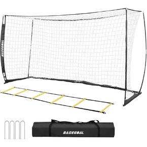 Soccer Goal,Soccer Net,Soccer Goals for Backyard,with Bow Frame,Collapsible Metal Base and Agility Ladder
