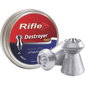 Rifle Destroyer Air Gun Pellets | .177 Caliber | 4.5 mm | 8.18 gr | Hollow Head with Pointed tip Designed for Hunting | 500 Count