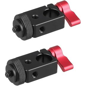CAMVATE 15mm Single Rod Clamp Adapter with 1/4"-20 Thread Mount for Monitor LED Flash Light (2 Pieces) - 2216