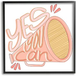 Stupell Industries Yes You Can Megaphone Cheerleader Shout Motivational Phrase, Design by Anna Whitham