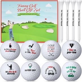 13 Pcs Funny Golf Ball Gift Set Humor Golf Set with Funny Sayings Includes 8 Balls, 4 Tees, 1 Gift Box, Golf Ball and Tee Accessories Novelty Gifts for Dad Husband Grandpa and Golf Lovers