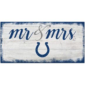 Fan Creations NFL Indianapolis Colts Unisex Indianapolis Colts Script Mr & Mrs Sign, Team Color, 6 x 12