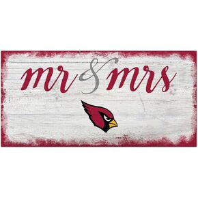 Fan Creations NFL Arizona Cardinals Unisex Arizona Cardinals Script Mr & Mrs Sign, Team Color, 6 x 12