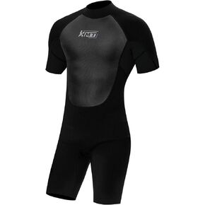 KMT Wetsuit for Men, 2mm Mens Shorty Wetsuits Back Zip Wet Suits