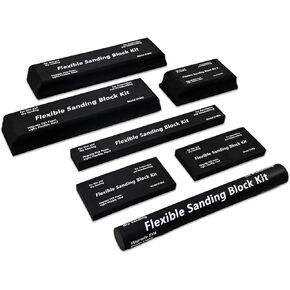 AF44L Sanding Block Kit 7 Piece,Flexible EVA Foam Wet or Dry Sanding Blocks Kit for Automotive Sanding or Woodwork Sanding,Light,Hard,Black,Flexible