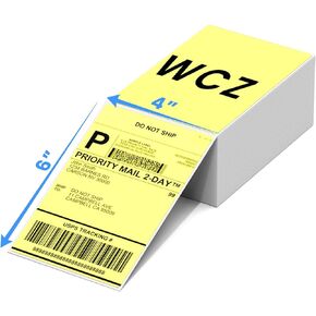 Thermal Labels 4x6 for Shipping Label Printers - 500 Labels, Commercial Grade, Compatible with Multiple Thermal Label Printers, Use for E - Commerce & Logistics Business, Yellow