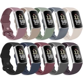10 Pack Bands Compatible with Fitbit Charge 6 / Fitbit Charge 5 Bands for Women Men, Soft Silicone Waterproof Straps Replacement Wristbands Compatible for Fitbit Charge 5 / Charge 6 Fitness Tracker
