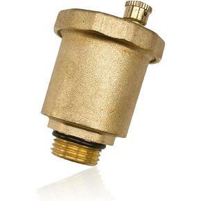 Brass Automatic Float Valve, 1" Male NPT Thread Brass Air Bleeder Release Vent Valve, Automatic Air Bleed Vent with Male Thread for Hot Water Radiator Boiler Heat System