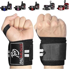 Big Muscle Wrist Wraps for Weightlifting, Powerlifting, Strength Training, Benching & Bodybuilding Thumb Loops with Adjustable Straps, Wrist Support for Men & Women