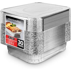 Aluminum Pans 9x13 Disposable Foil (30 Pack) - Half Size Steam Table Deep Pans - Tin Pans Great for Cooking, Heating, Storing, Prepping Food