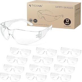 TICONN Clear Safety Glasses for Men, Safety Goggles with Scratch Impact Resistant Meets ANSI Z87.1 Standard