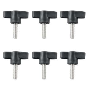 ZYAMY 6PCS Black T Shape Plastic Knob Screws 304 Stainless Steel Clamping Handle Z Wing Handle Screws Adjustable Knob M6x20mm for Enclosure Construction Lathe Industrial Equipment