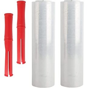 Stretch Film, 10 Inch x 1000 Feet Shrink Wrap for Pallet Wrap, Industrial Strength Stretch Wrap with Handles, Moving Shipping Wrapping Plastic Roll, 80 Gauge(20 Micron), Clear (2 Pack, inches)