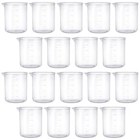 18 Pack Plastic Beakers 500 ml Graduations Premium Polypropylene Plastic Graduated Measuring Cups for Science Lab Equipment, Home Experiment, School Teaching Supplies Transparent