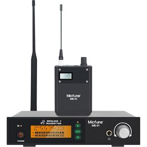 ME01 UHF Wireless in Ear Monitor System Monitoring with in Earphone Wireless Type (1 Bodypack with Transmitter) for Stage, Band, Recording Studio,Guitar, Live Performance