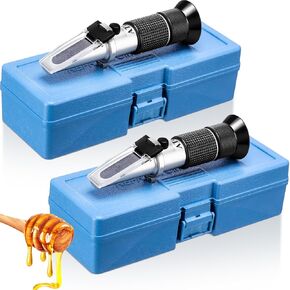 Nuogo 2 Pcs Honey Refractometer with ATC 3 in 1 Use Honey Refractometer for Honey Moisture, Brix and Baume, 58-90% Brix Scale Range Portable, Refractometer for Honey, Molasses, Maple Syrup, Fruit Jam