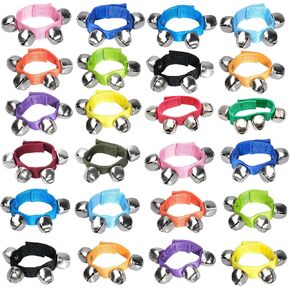 100 Pcs Christmas Wrist Band Jingle Bells Percussion Wrist Shaking Bells Musical Rhythm Instrument Ankle Bells for Christmas Party Decoration Favors (Red, Green)