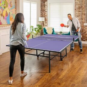 Portable Table Tennis Tables– Professional Outdoor Ping Pong Table Game, Foldable Ping Pong Game Set for Indoor/Outdoor, Ping Pong Table Top with Net, 2 Paddles and 3 Balls, Playback Mode