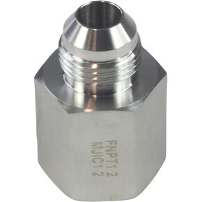 HFS(R)1/2" NPT Female to 1/2" JIC Male Flare Tubing Adapter Hose Connector Pipe Fittings 304 Stainless Steel (1/2" FNPT x 1/2" MJIC)