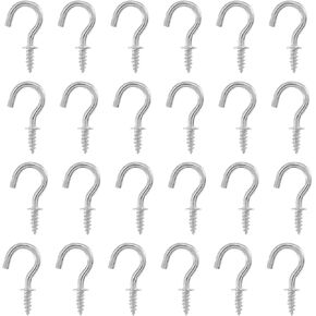 100Pcs White Cup Hooks, 1/2 Inch Ceiling Hooks Metal Screw-in Hooks Vinyl Coated Screw Hooks