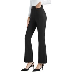 AFITNE Women's Yoga Dress Pants Stretchy High Waist Pull On Bootcut Business Work Office Casual Slacks with 2 Pockets 29"/31"