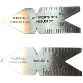 KRISTEEL SHINWA CENTER GAUGE 55 DEGREE & 60 DEGREE SET - 2 GAUGE SET STAINLESS STEEL
