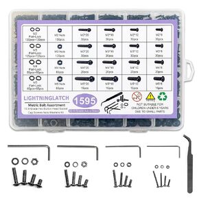 1595 PCS Metric Screw Assortment Kit - 10.9 Grade Alloy Steel M2 M3 M4 M5 - Nuts and Bolts Assortment Kit