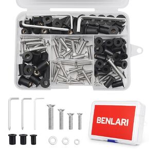 Benlari 160Pcs Well Nut Bolts Kit 304 Stainless Steel Countersunk Screws M4 M5 M6 TPR Rubber Expansion Nuts Fit for Kayak Motorcycle Marine Boat Windscreen