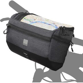 Roswheel Essentials Series Bike Handlebar Bag Bicycle Basket Pack with Map Holder/Phone Pouch, Black